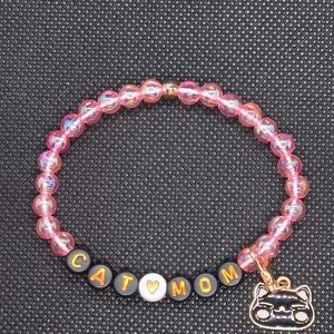 🐱 Pink CAT MOM Bracelet | Handmade Cat Mom Bracelet | Cat Lover Gift- Medium