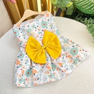 Yellow Bow Dog Dress – Size X-Large