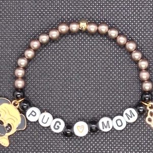 Pug Mom Bracelet - Mocha Pearl