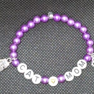 💜 CAT MOM Bracelet | Handmade Cat Mom Bracelet | Cat Lover Gift- Small