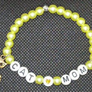 💛 Yellow CAT MOM Bracelet | Handmade Cat Mom Bracelet | Cat Lover Gift- Medium